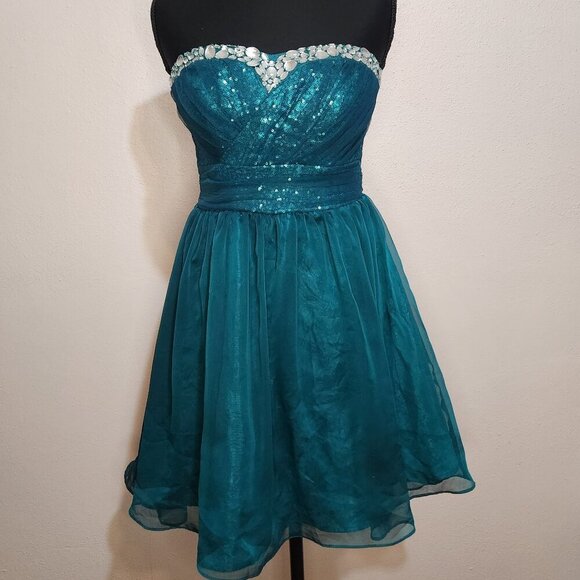 Y2K Vintage Lily Rose Green Tulle Short Semi Formal Size 5 - Picture 2 of 10